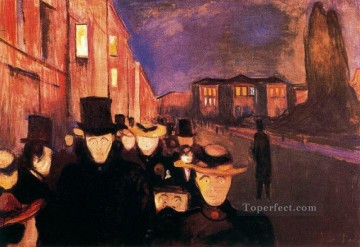 抽象的かつ装飾的 Painting - カール・ヨハン通りの夕べ 1892年 エドヴァルド・ムンク 表現主義